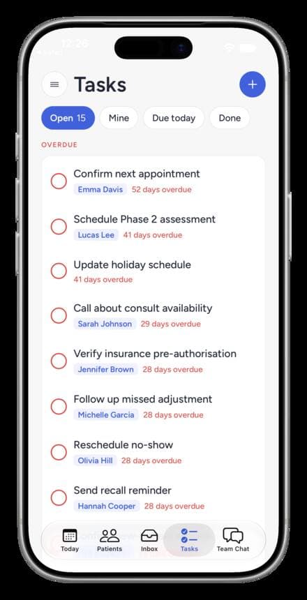 Practice app — overdue tasks with owners