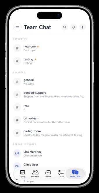 Team Chat in the practice app