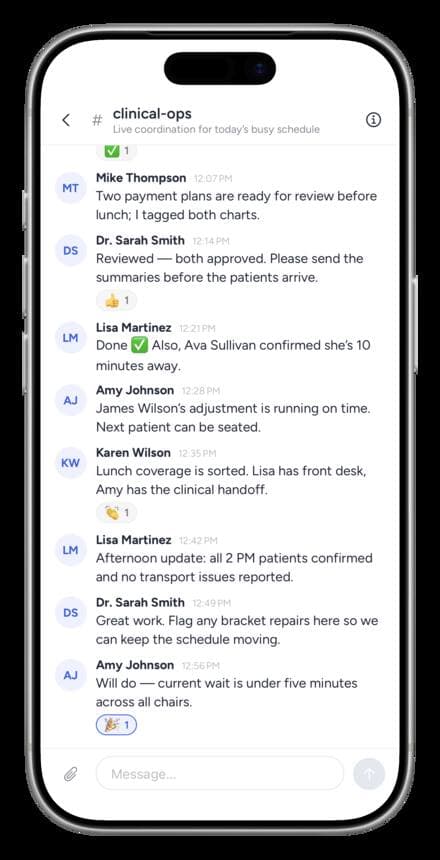 Practice app — team chat