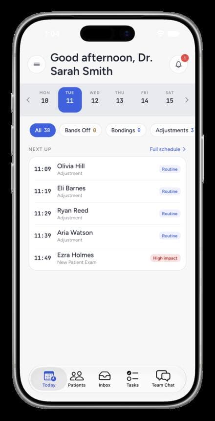 Practice app — today’s schedule